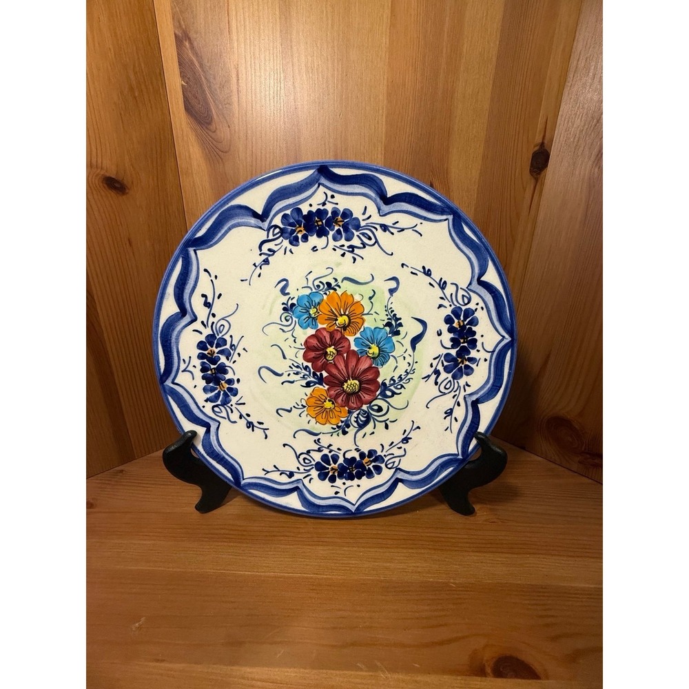 Vintage Platartis Portugal Hand Painted Floral Decorative Wall Plate 10.5"